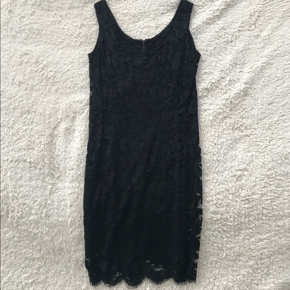 Ann Klein II Black Lace Dress w/ Sheer Slip